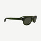 Chrome Hearts Lowrider translucent dark green sunglasses front view with silver CH side plaques