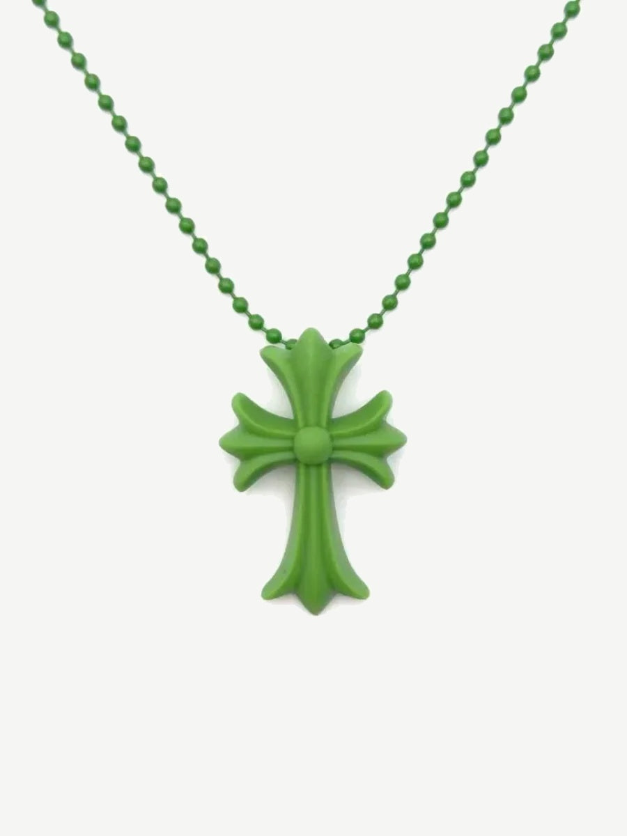 Chrome Hearts Green Silicone Cross Necklace