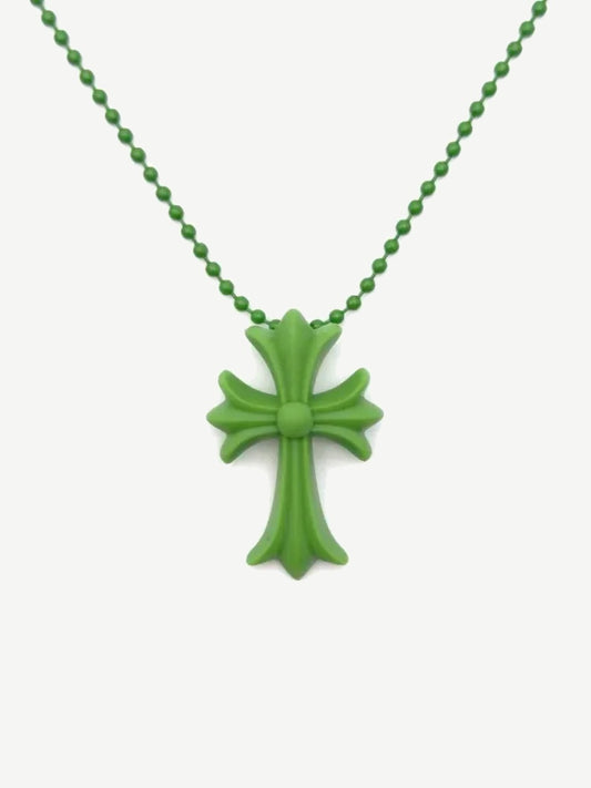 Chrome Hearts Green Silicone Cross Necklace