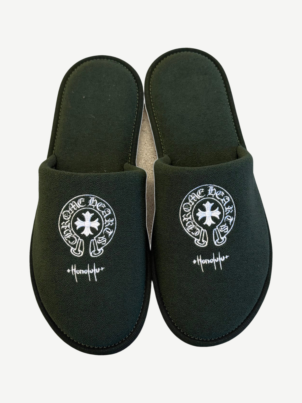 Chrome Hearts Honolulu Exclusive Green Hotel Slippers