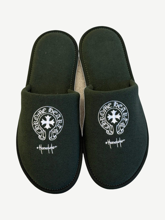 Chrome Hearts Honolulu Exclusive Green Hotel Slippers