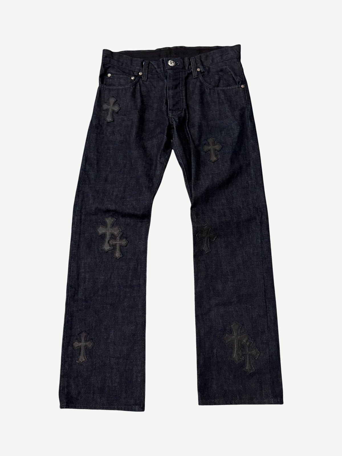 Chrome Hearts JVP Denim Cross Patch Jeans