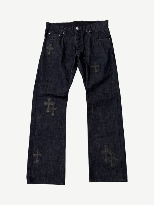 Chrome Hearts JVP Denim Cross Patch Jeans