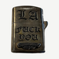 Chrome Hearts sterling Zippo lighter back engraved with LA Fuck You in Old English and 925 sterling plaque