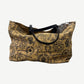 Chrome Hearts beach tote rear view in natural canvas with bold black gothic logo print and leather trim