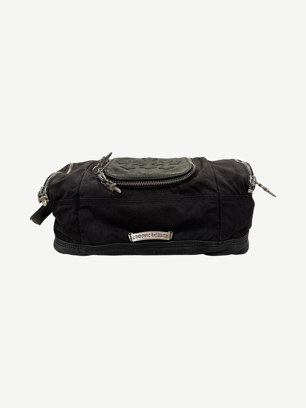 Chrome Hearts Leather Canvas Triple Cross Patch Wash Bag