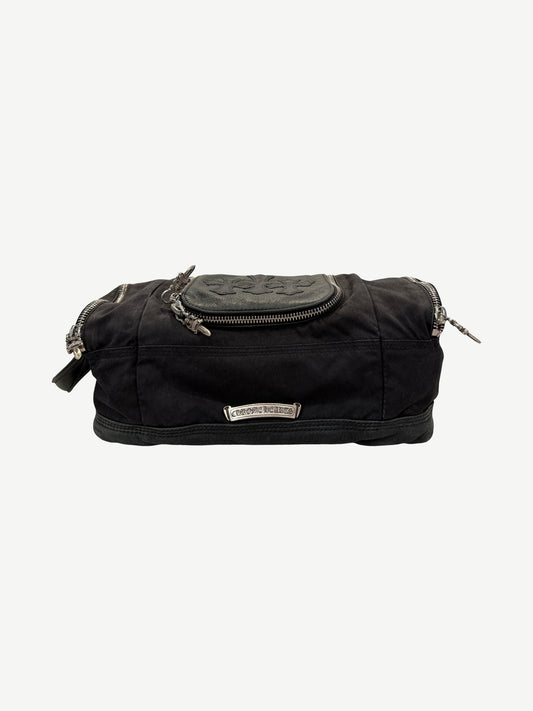 Chrome Hearts Leather Canvas Triple Cross Patch Wash Bag