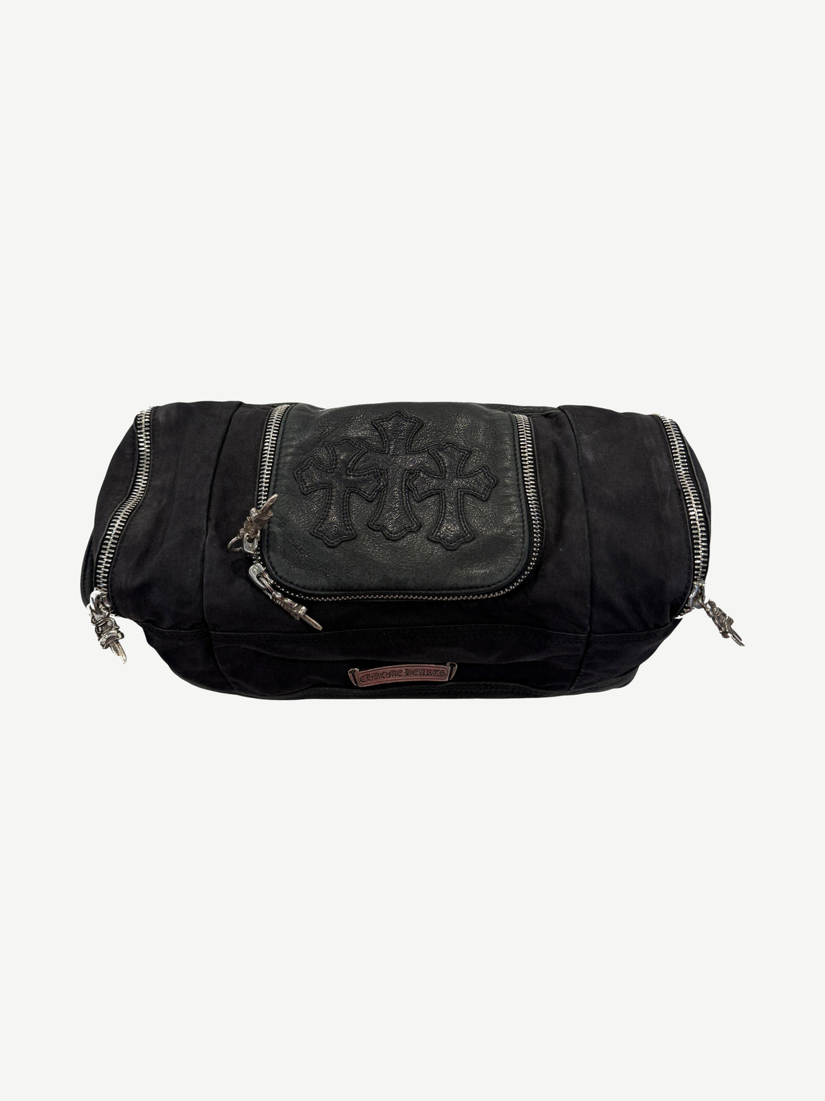 Chrome Hearts Leather Canvas Triple Cross Patch Wash Bag