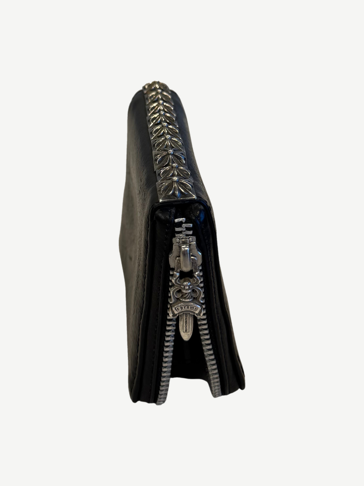 Chrome Hearts Leather Studded Bifold Zip Wallet