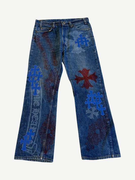 Chrome Hearts Levi's Stencil Cross Patch Jeans
