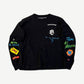 Chrome Hearts Matty Boy black longsleeve front with chest pocket smiley graphic and neon sleeve scribbles