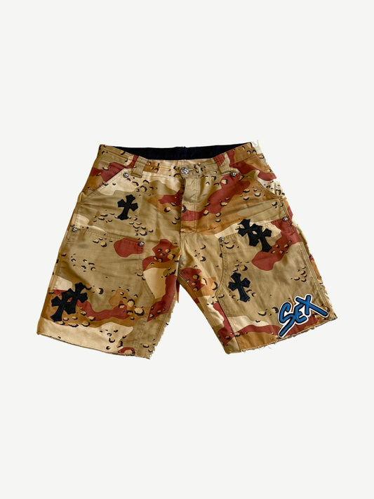Chrome Hearts Matty Boy Cross Patch Sex Records Camo Carpenter Shorts
