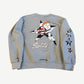 Chrome Hearts Matty Boy gray crewneck back with checkered star Suggest cartoon character print across the back