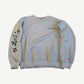 Chrome Hearts Matty Boy gray Suggest crewneck front with small chest logo and cartoon star sleeve graphics