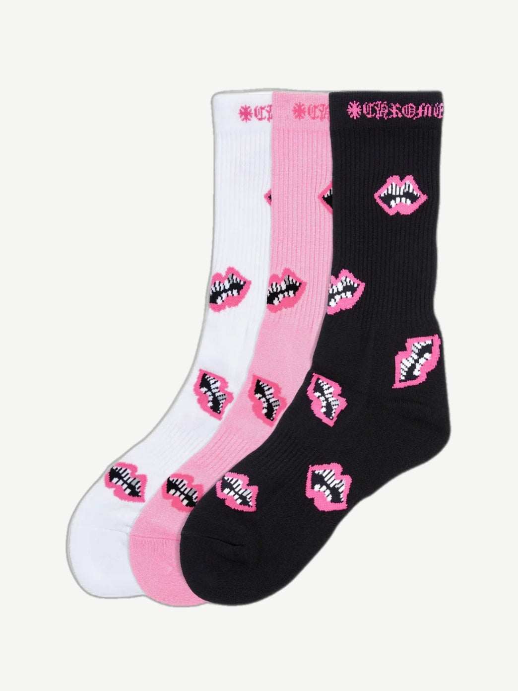 Chrome Hearts Matty Boy Pink Chomper 3-Pack Socks