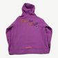 Chrome Hearts Matty Boy purple hoodie back with I Want More Not Less handwritten graphic and scroll tag
