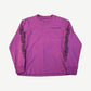 Chrome Hearts Matty Boy longsleeve front view in dark purple with floral scroll sleeve prints and CH chest logo