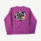 Chrome Hearts Matty Boy purple longsleeve back view with large spider web graphic and grinning mouth print