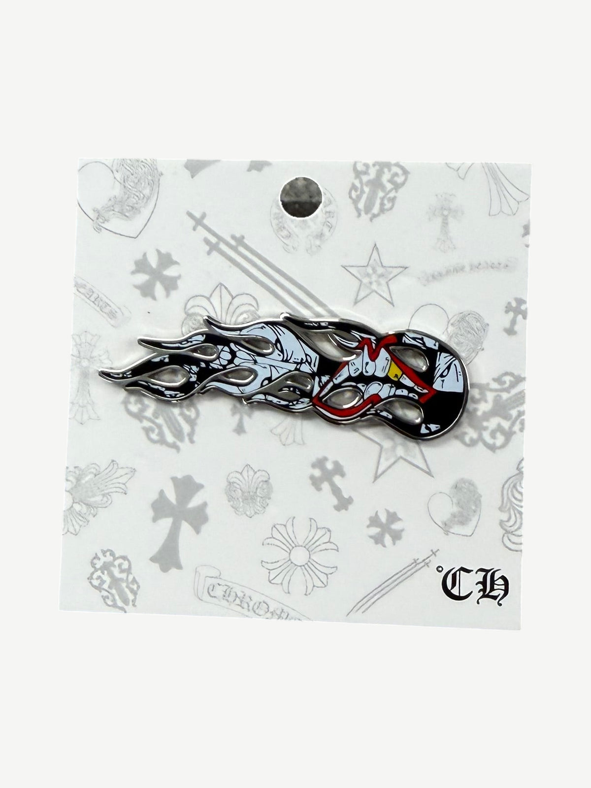 Chrome Hearts Matty Boy Sex Records Flames Pin Black/White