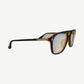Chrome Hearts Zipher aviator glasses side view in navy acetate with orange inner rim and silver engraved temples