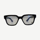 Chrome Hearts Vagillionaire glasses front view with rectangular navy acetate frames and clear lenses