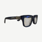 Chrome Hearts Vagillionaire glasses navy acetate frames angled side view showing silver cross temple hardware