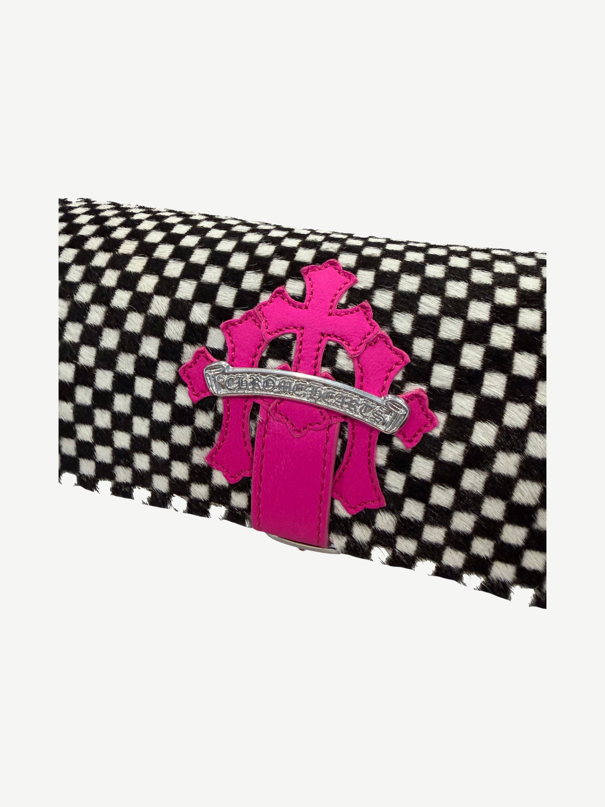 Chrome Hearts Pink Checkered Cemetery Cross Patch Watch Roll