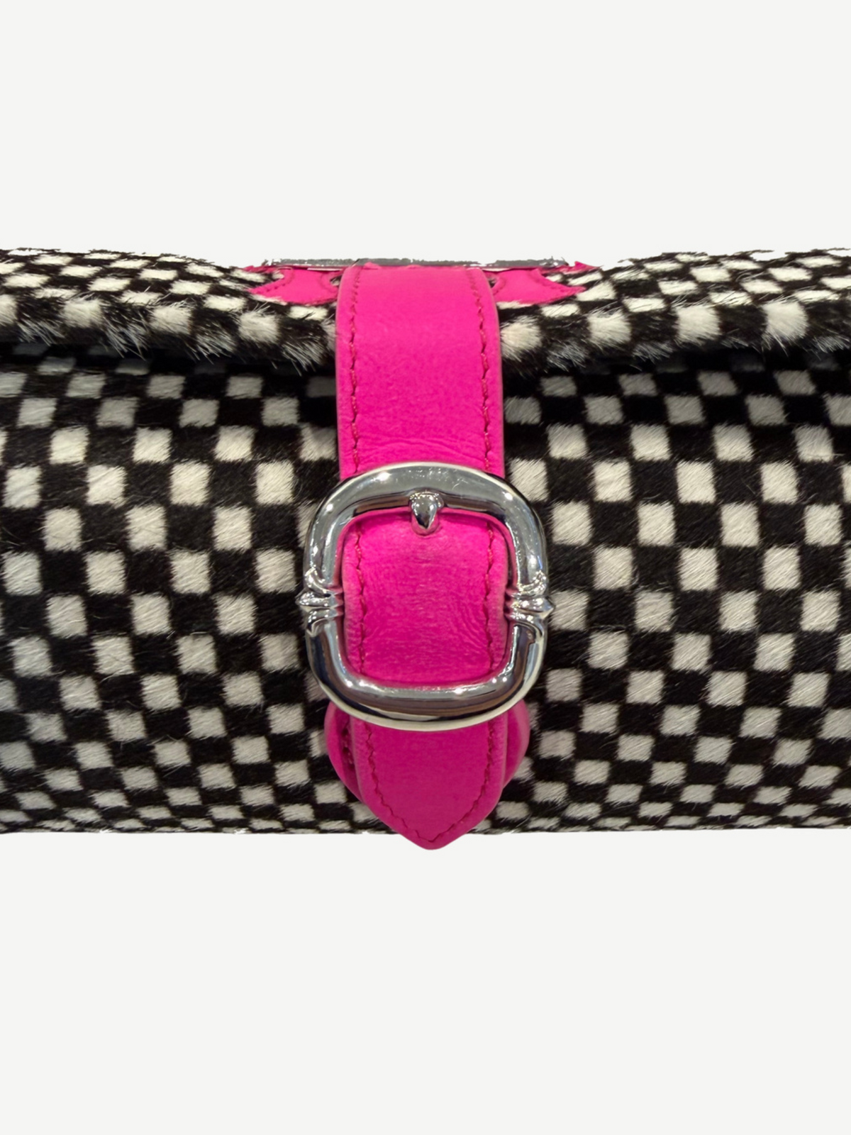 Chrome Hearts Pink Checkered Cemetery Cross Patch Watch Roll