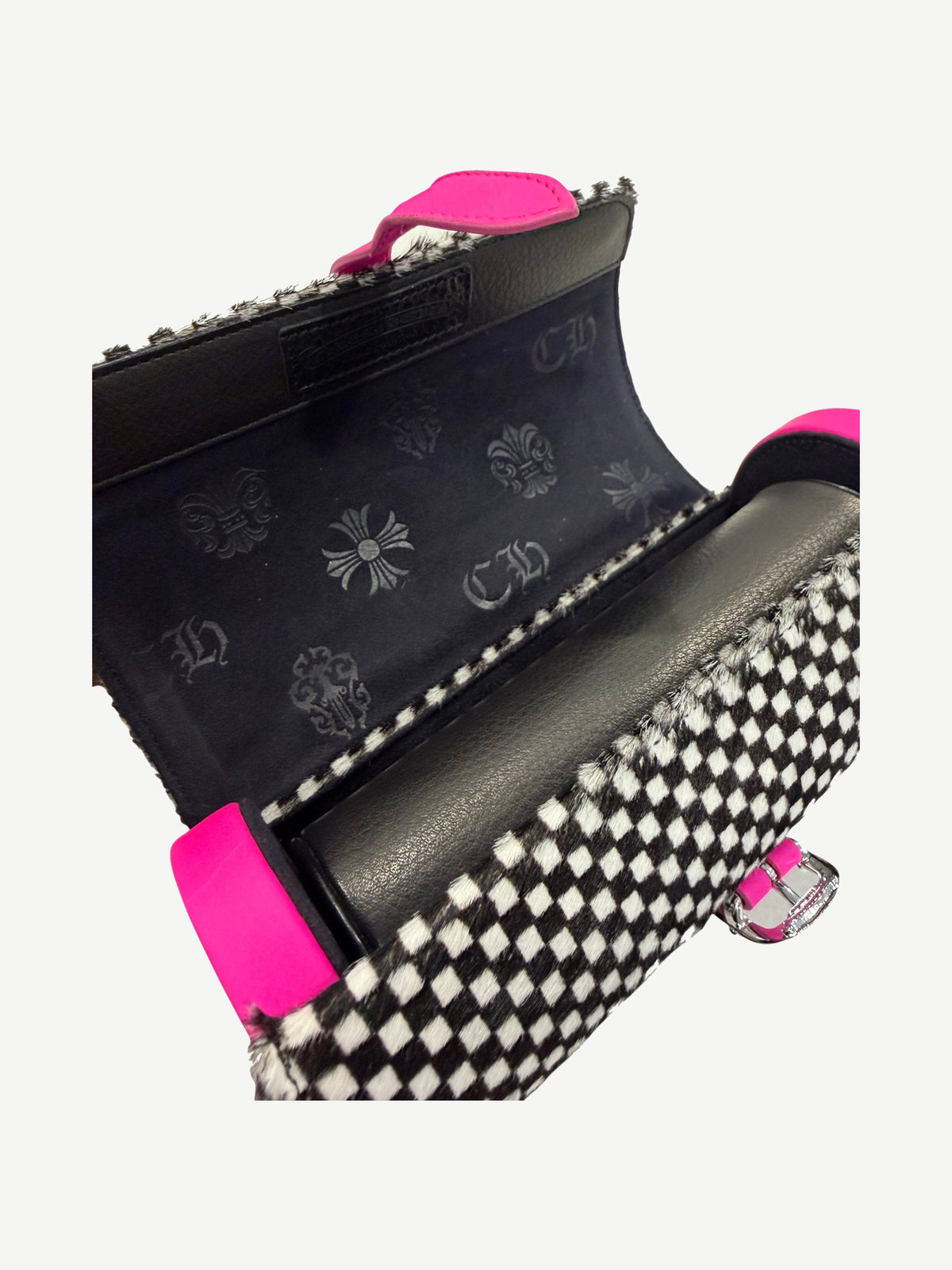 Chrome Hearts Pink Checkered Cemetery Cross Patch Watch Roll