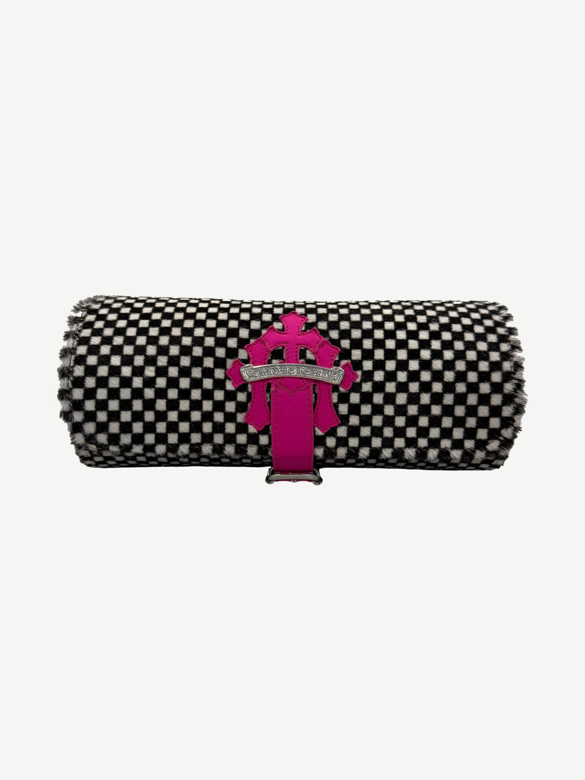 Chrome Hearts Pink Checkered Cemetery Cross Patch Watch Roll