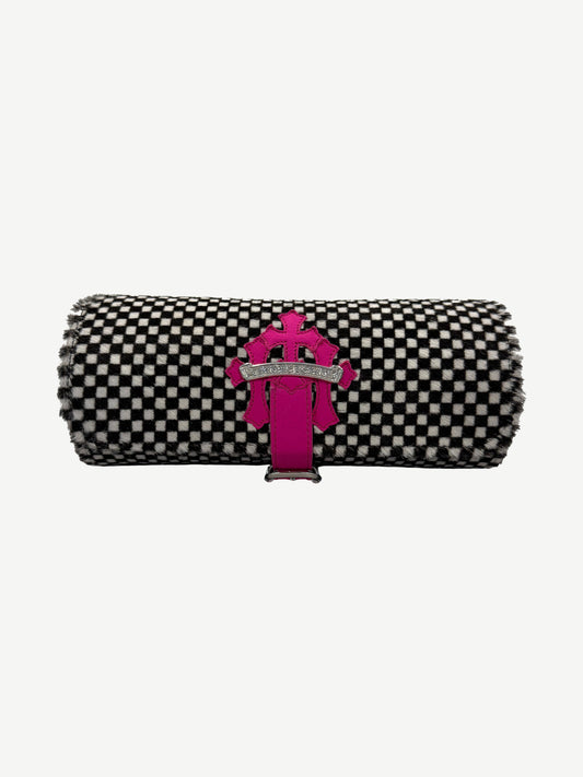 Chrome Hearts Pink Checkered Cemetery Cross Patch Watch Roll