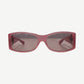 Chrome Hearts Matty Boy Ulein pink sunglasses front view with tinted rose lenses and silver hinge accents.