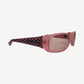 Chrome Hearts Matty Boy Ulein pink rectangular sunglasses with checkerboard arms and silver Hearts plaque.