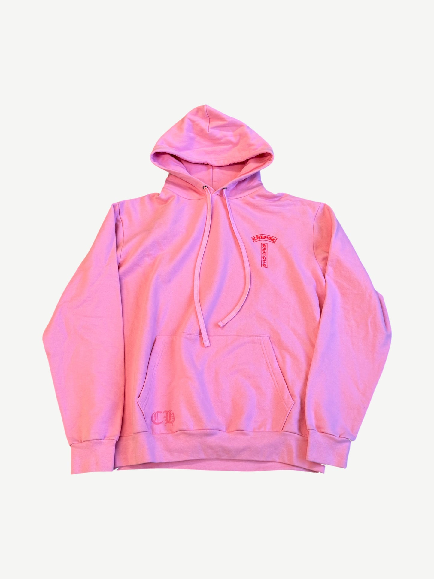 Chrome Hearts Pink Red T-Bar Logo Hoodie