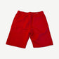 Chrome Hearts Hollywood sweat shorts back view in red showing back patch pocket and elastic waist.