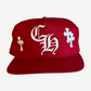 Chrome Hearts Red White CH Cross Patch Baseball Hat