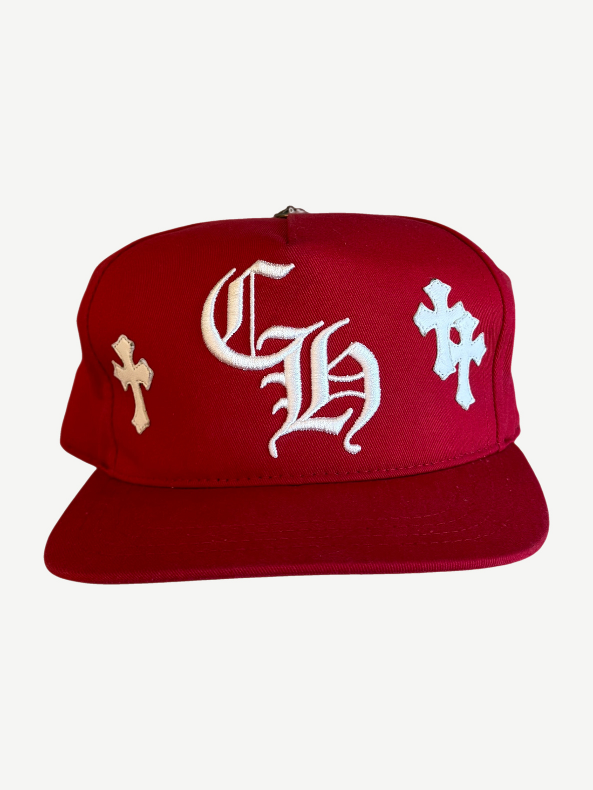 Chrome Hearts Red White CH Cross Patch Baseball Hat