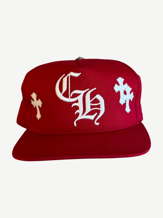 Chrome Hearts Red White CH Cross Patch Baseball Hat