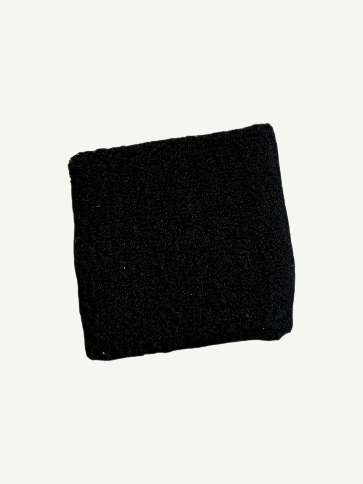 Chrome Hearts Rolling Stones sweatband back view in black terry cloth with stretch elastic ribbed band