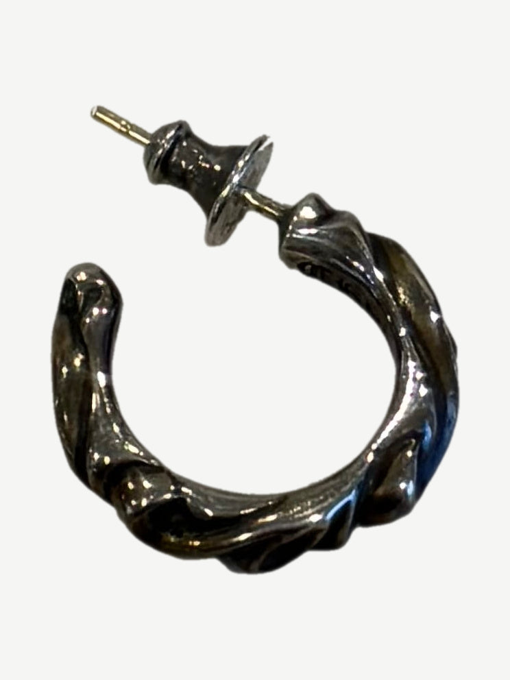 Chrome Hearts Silver Scroll Hoop Earring