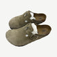 Chrome Hearts Taupe Suede Birkenstock Clogs