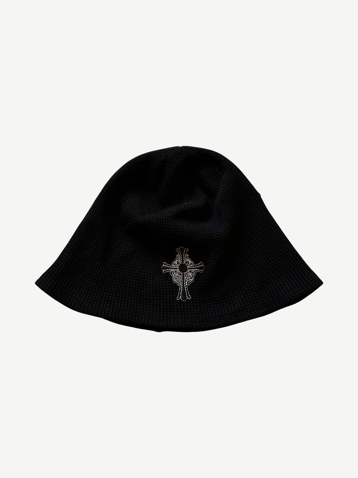 Chrome Hearts Vintage Black Cross Skully Thermal Beanie