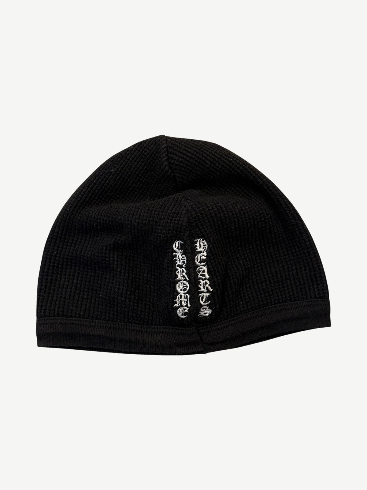 Chrome Hearts Vintage Black Cross Vertical Logo Thermal Skully Beanie