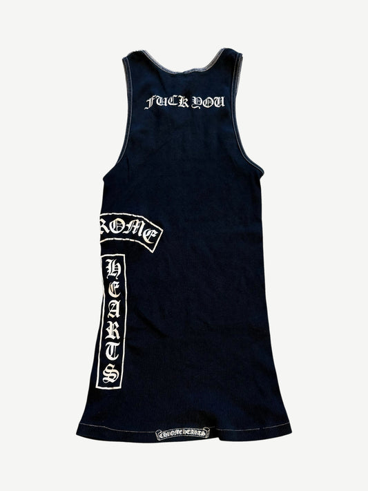 Chrome Hearts Vintage Black Fuck You T-Bar Cross Tank Top