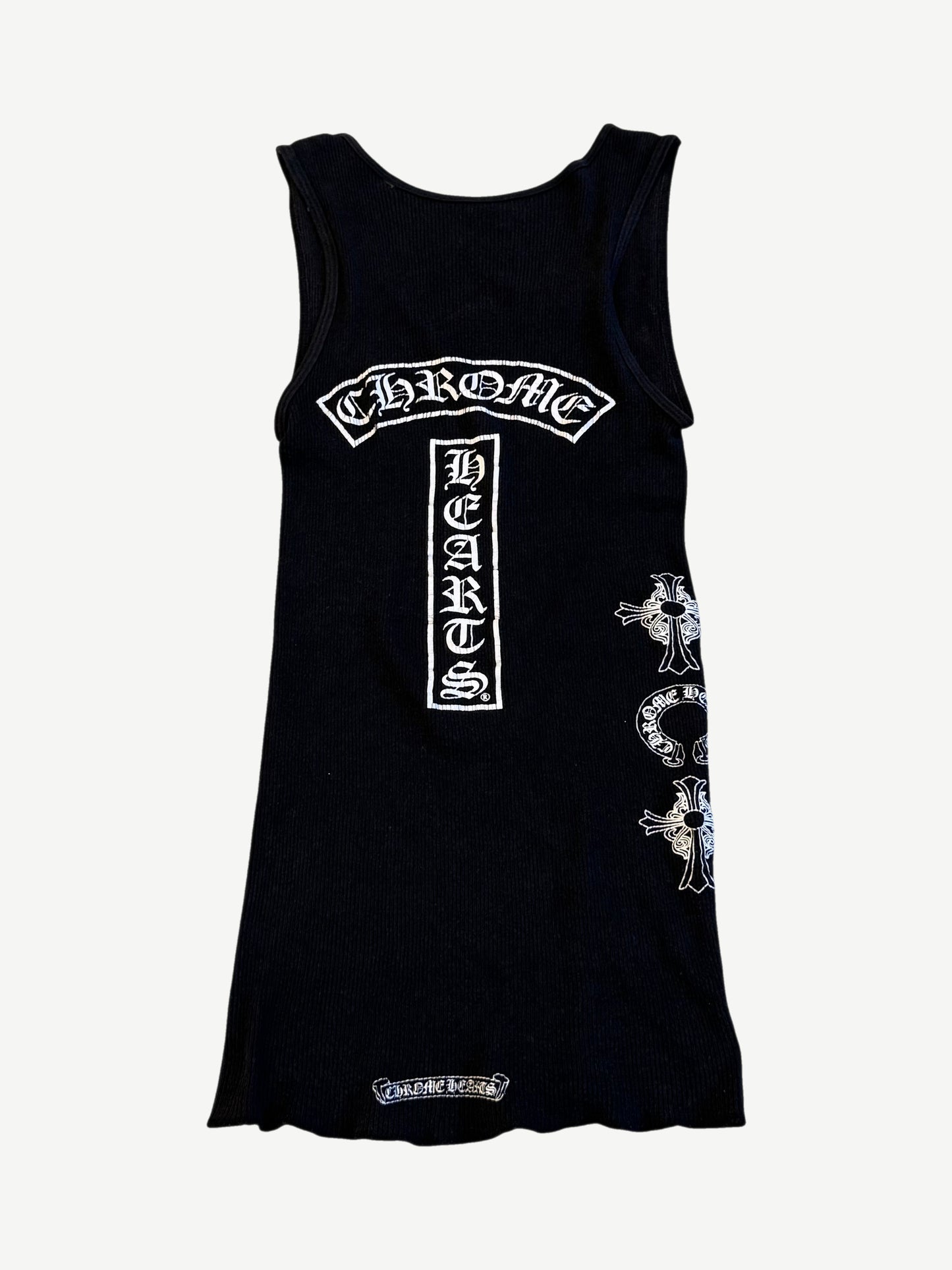 Chrome Hearts Vintage Black Horseshoe Rib Logo "Soap and Water" Tank Top