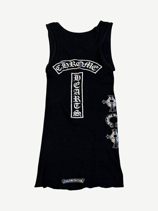Chrome Hearts Vintage Black Horseshoe Rib Logo "Soap and Water" Tank Top