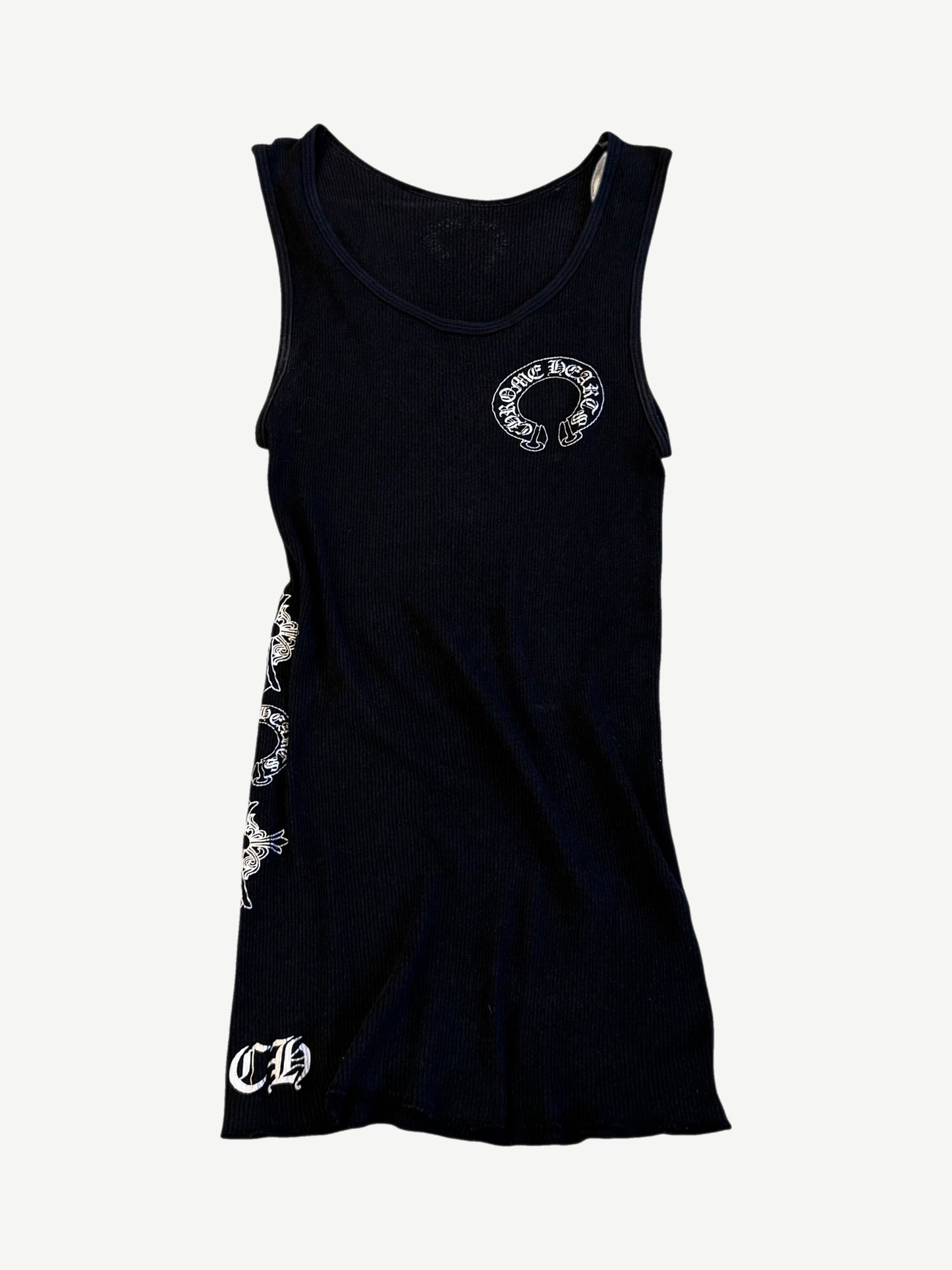 Chrome Hearts Vintage Black Horseshoe Rib Logo "Soap and Water" Tank Top