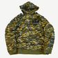 Chrome Hearts vintage camo thermal-lined hooded zipup with iron cross graphics down both sleeves