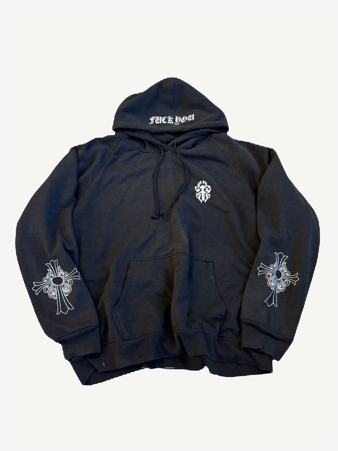 Chrome Hearts Vintage Cross Sleeve Fuck You Hood Thermal Hoodie