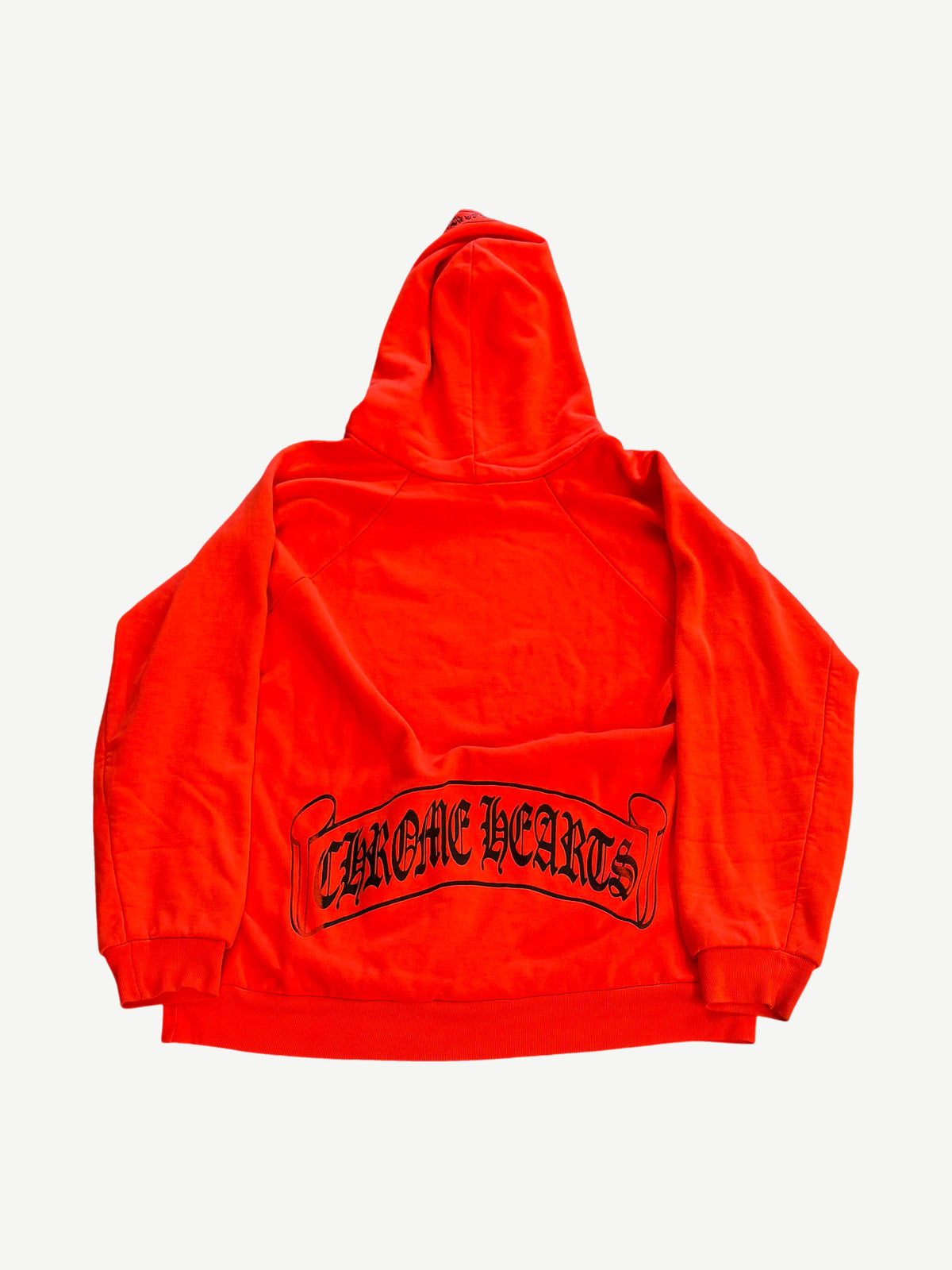 Chrome Hearts Vintage Neon Orange Scroll Thermal Lined Hoodie
